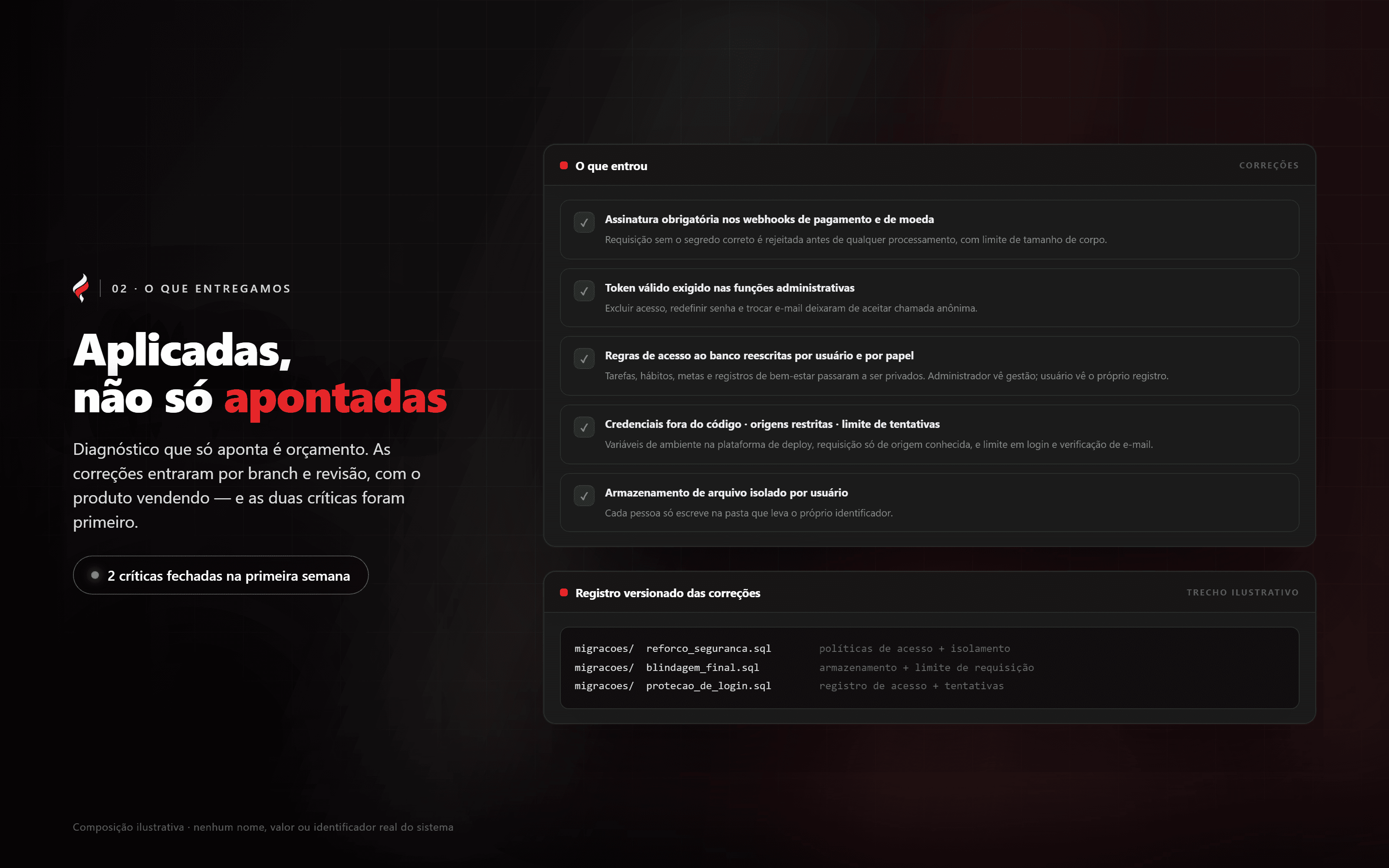 02 · As correções aplicadas, não só apontadas
