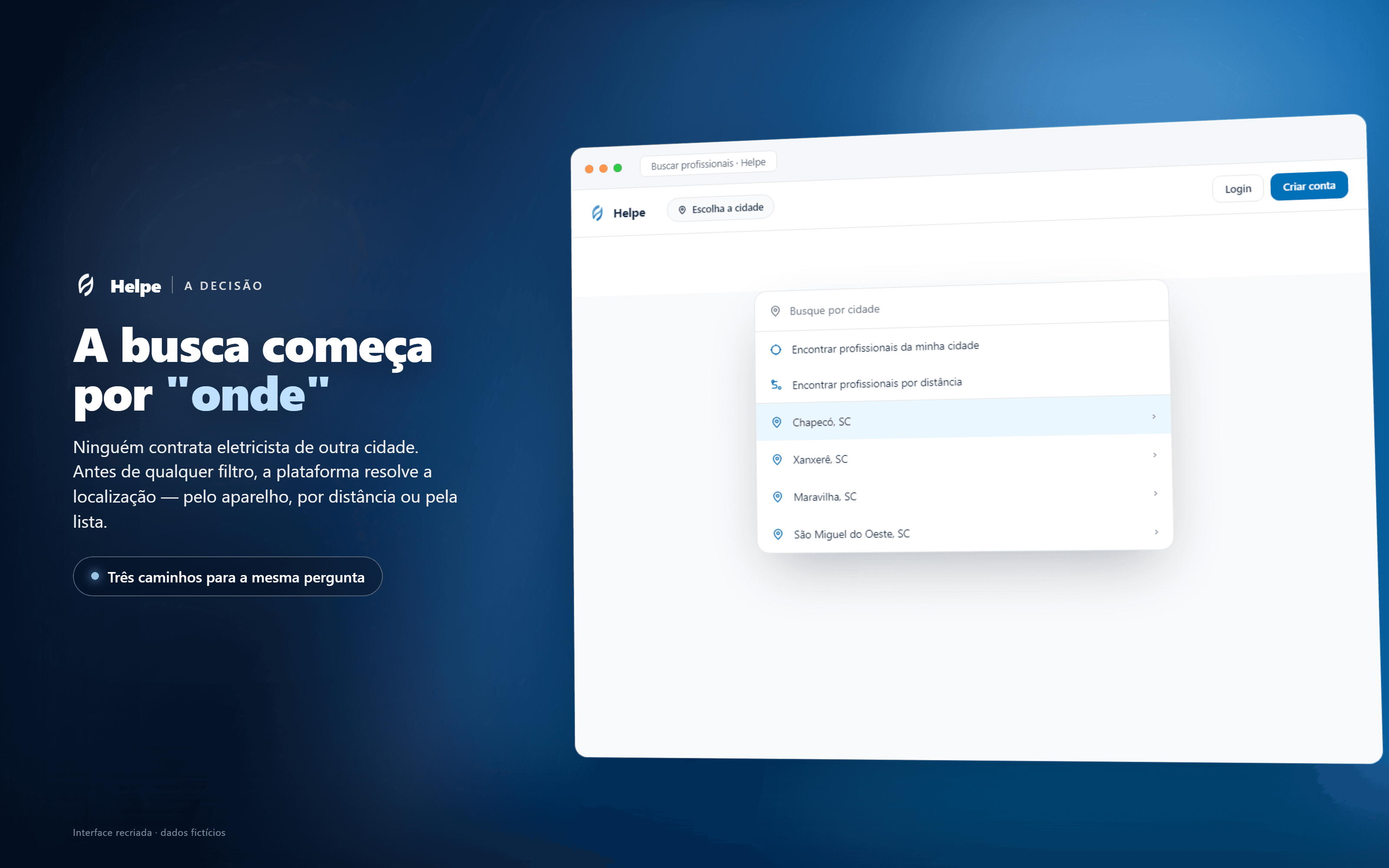 A busca começa por "onde"