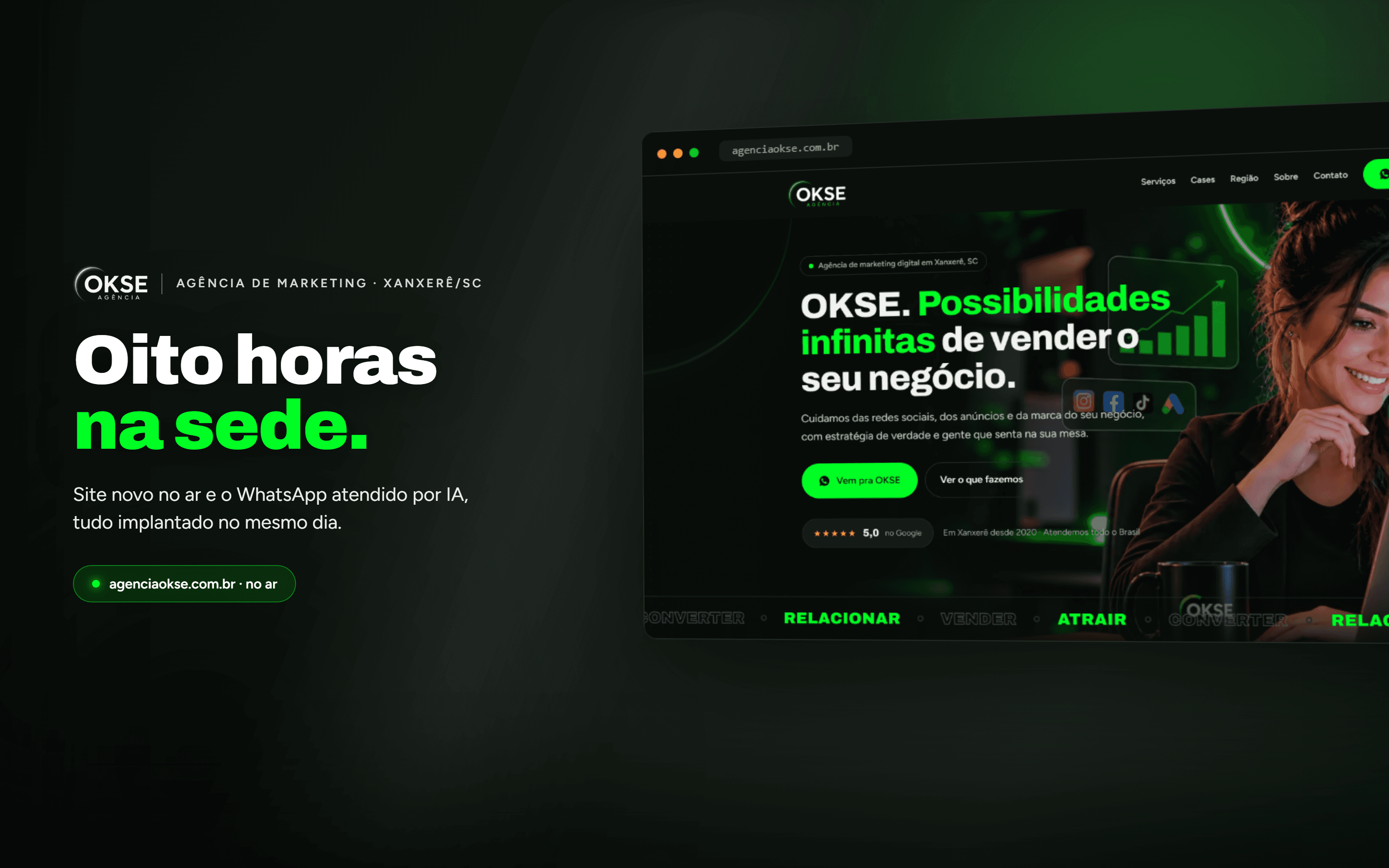 O site novo no ar no domínio da agência