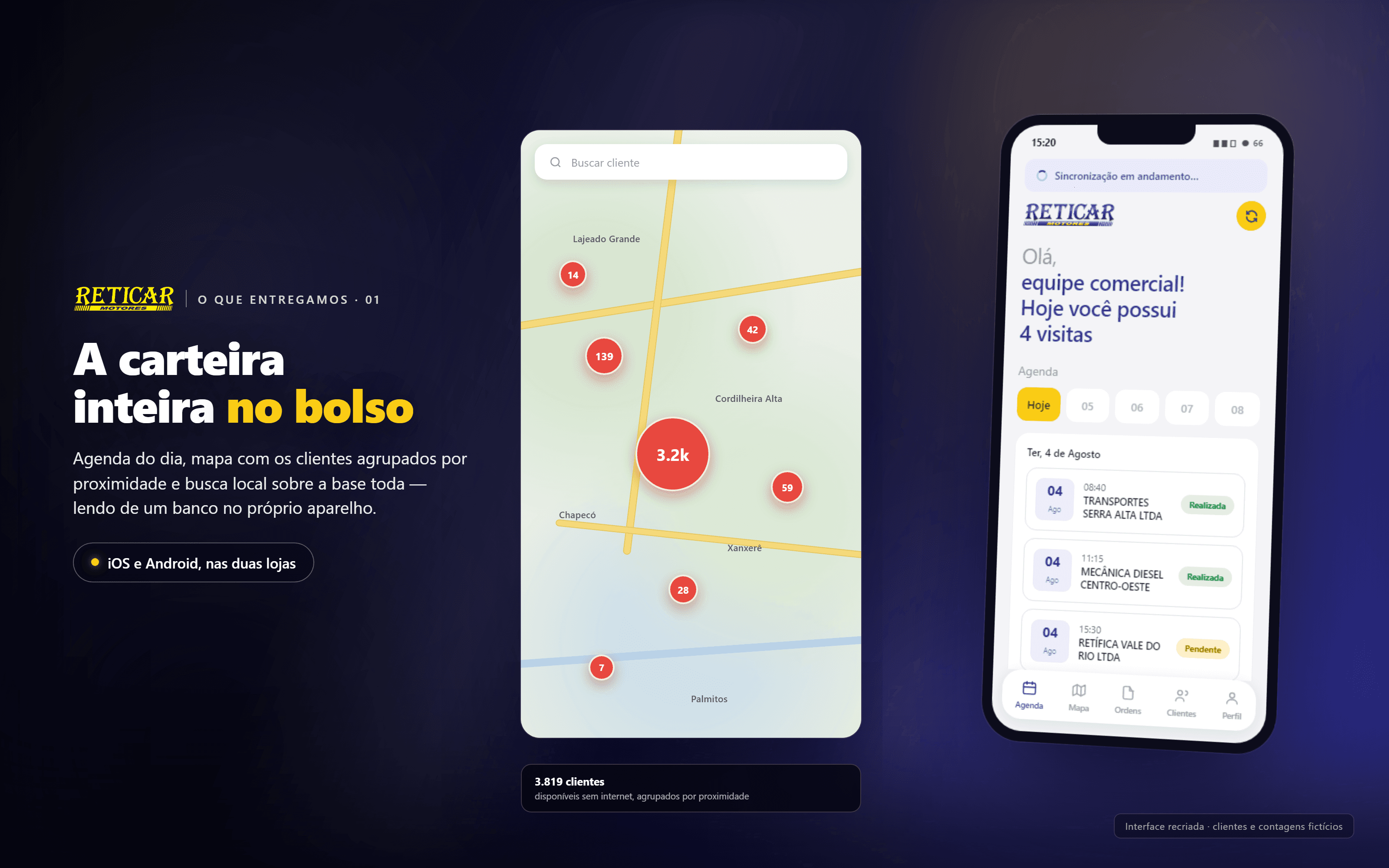 O app do vendedor, que trabalha sem internet