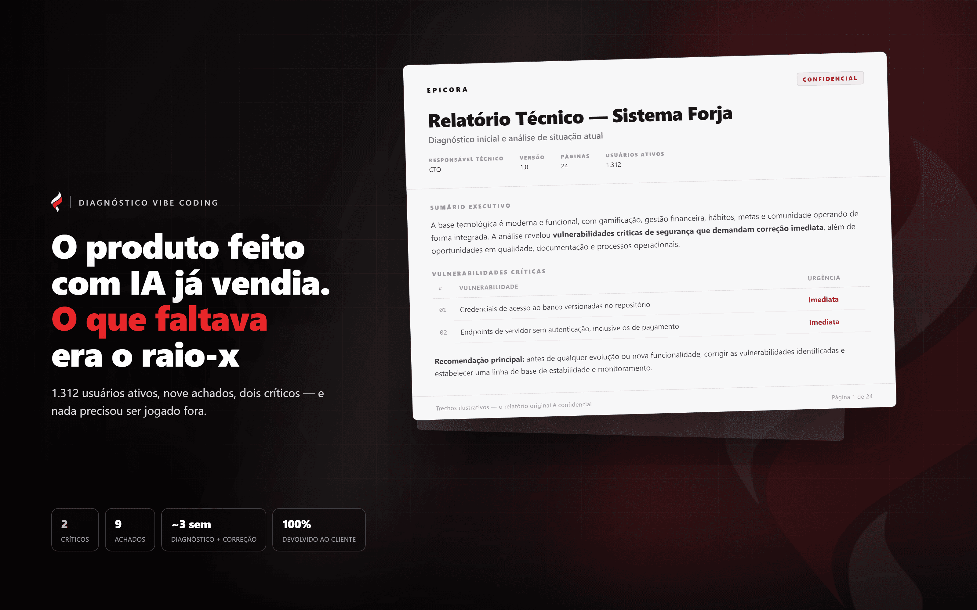O produto feito com IA já vendia para 1.312 usuários — e tinha duas falhas críticas abertas